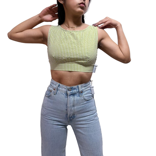 Crop top verde a cuadros SHEIN Talla S Usado