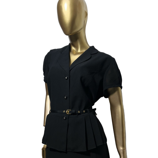 Conjunto elegante negro con cinturón Danny & Nicole Talla 12M nuevo sin etiqueta