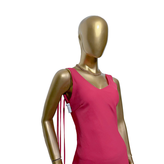 Vestido largo fucsia con broche plateado Nice Collection Talla M usado