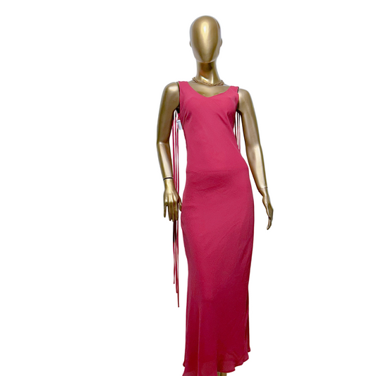 Vestido largo fucsia con broche plateado Nice Collection Talla M usado