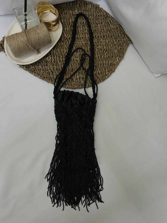 Bolso tipo red con cuentas negro Marca ZARA Usado