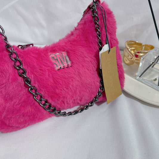 Cartera fucsia de peluche Steve Madden Nueva con etiqueta