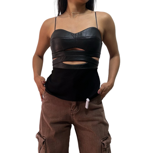 Top efecto cuero negro Bailey Talla XS usado