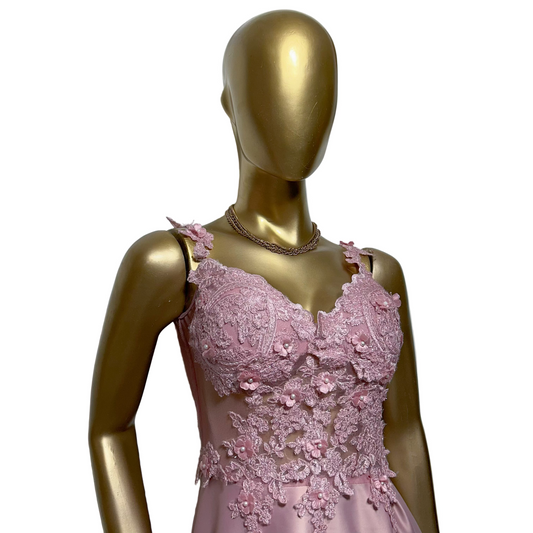 Vestido largo rosa pastel talla M usado