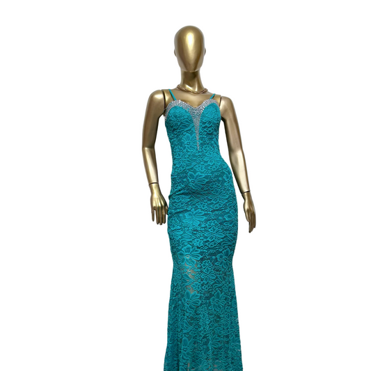 Vestido largo turquesa usado