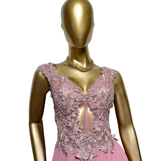 Vestido largo rosa pastel usado