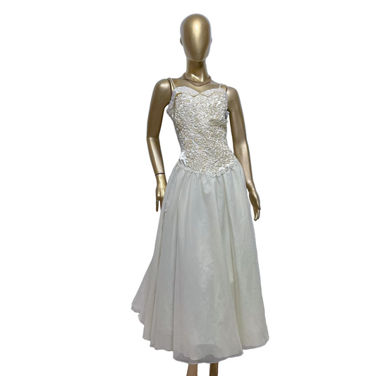 Vestido largo blanco marfil talla 40 usado