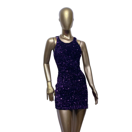 Vestido corto morado marca Faeristy talla L usado