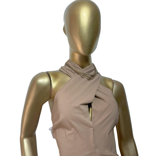 Vestido midi beige marca ASOS DESIGN talla US 6 nuevo