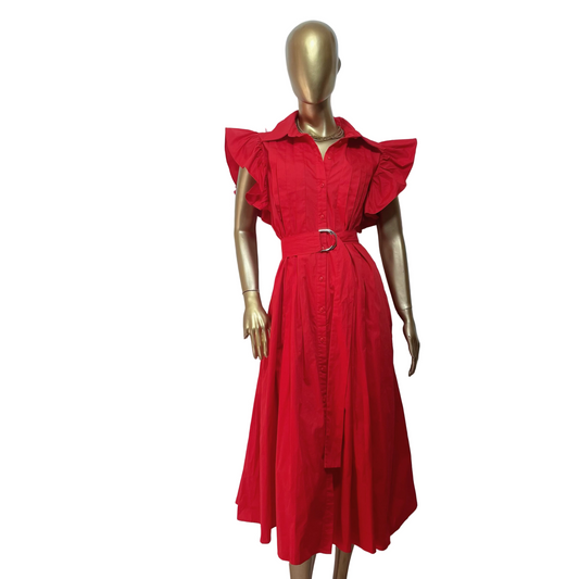 Vestido midi rojo marca FLYIN TOMATO talla L usado
