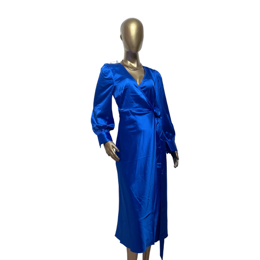 Vestido satinado azul marca Forever 21 talla S nuevo