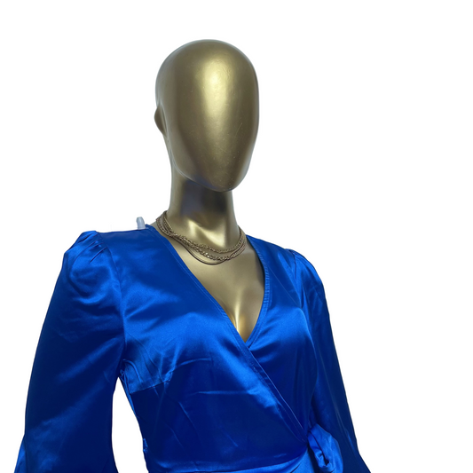 Vestido satinado azul marca Forever 21 talla S nuevo