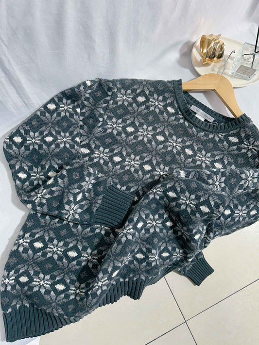 Suéter tejido estampado marca GEOFFREY BEENE talla M usado