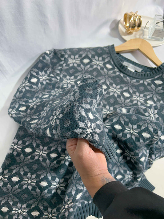 Suéter tejido estampado marca GEOFFREY BEENE talla M usado