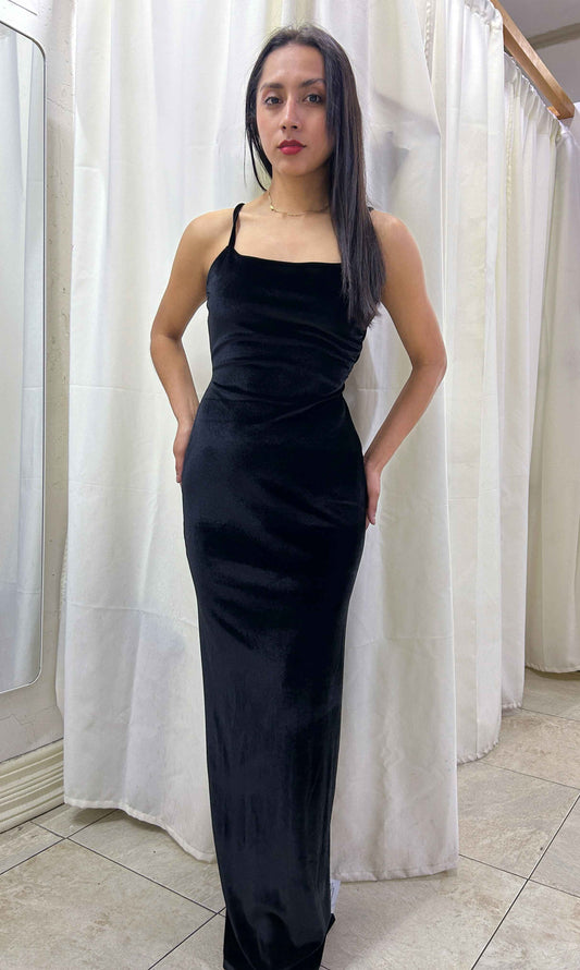 Vestido largo negro satinado ASOS DESIGN talla US 6 nuevo