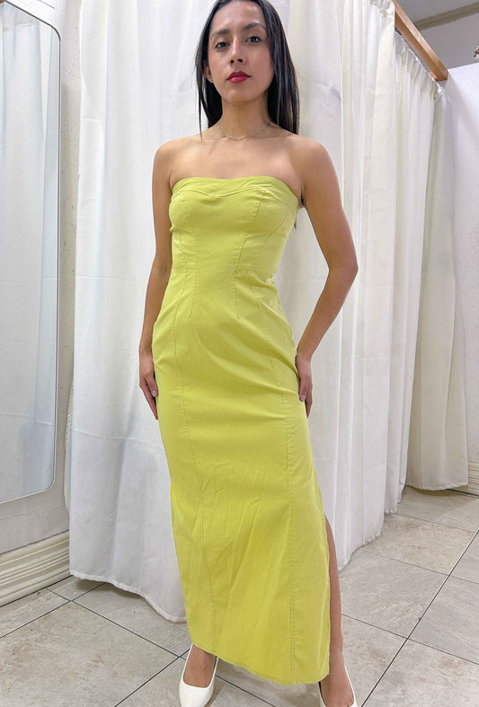 Vestido strapless amarillo lima ASOS DESIGN  talla US 4