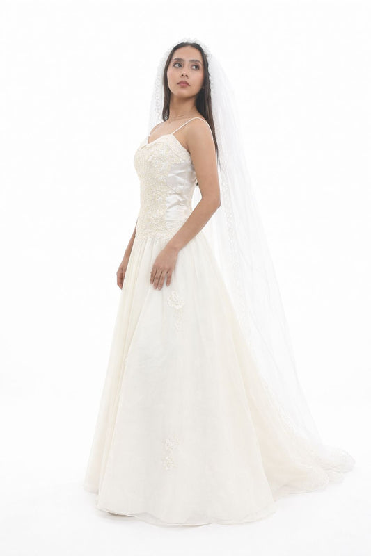 Vestido largo blanco marfil talla 40 usado