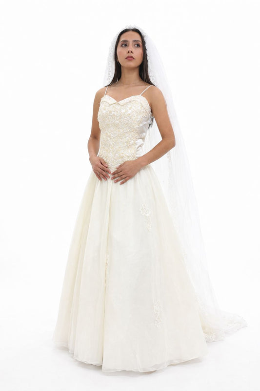 Vestido largo blanco marfil talla 40 usado